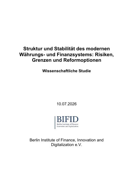 Titelseite der BIFID-Studie zum Währungs- und Finanzsystem